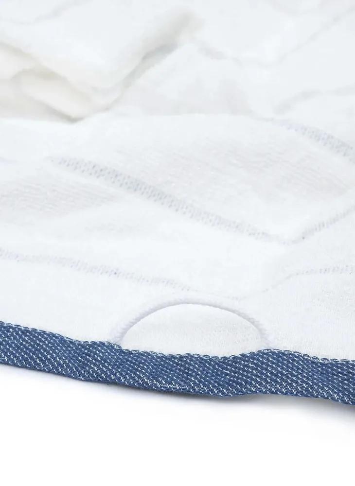 Ecocotton Elis 3-Delige Droogdoek 100% Biologisch Katoen Garengeverfd Speciaal Geweven Blauw-Crème 40X60 Cm - Afbeelding 3
