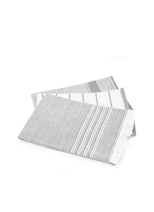 Ecocotton Elis 3-Delige Droogdoek 100% Biologisch Katoen Garengeverfd Speciaal Geweven Grijs-Crème 40X60 Cm