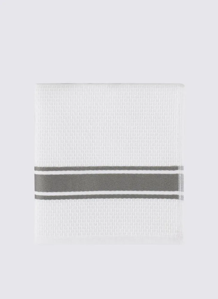 Ecocotton Elvin 2-delige droogdoek 100% biologisch katoen Speciaal geweven Grijs-Crème 40X60 Cm - Afbeelding 4