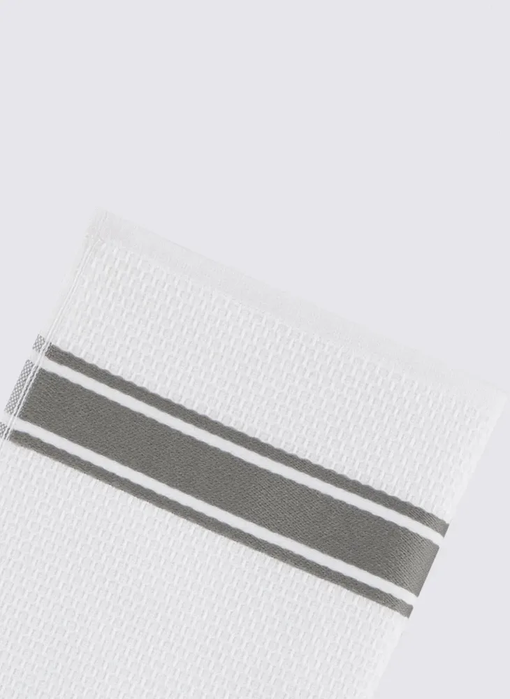 Ecocotton Elvin 2-delige droogdoek 100% biologisch katoen Speciaal geweven Grijs-Crème 40X60 Cm - Afbeelding 5