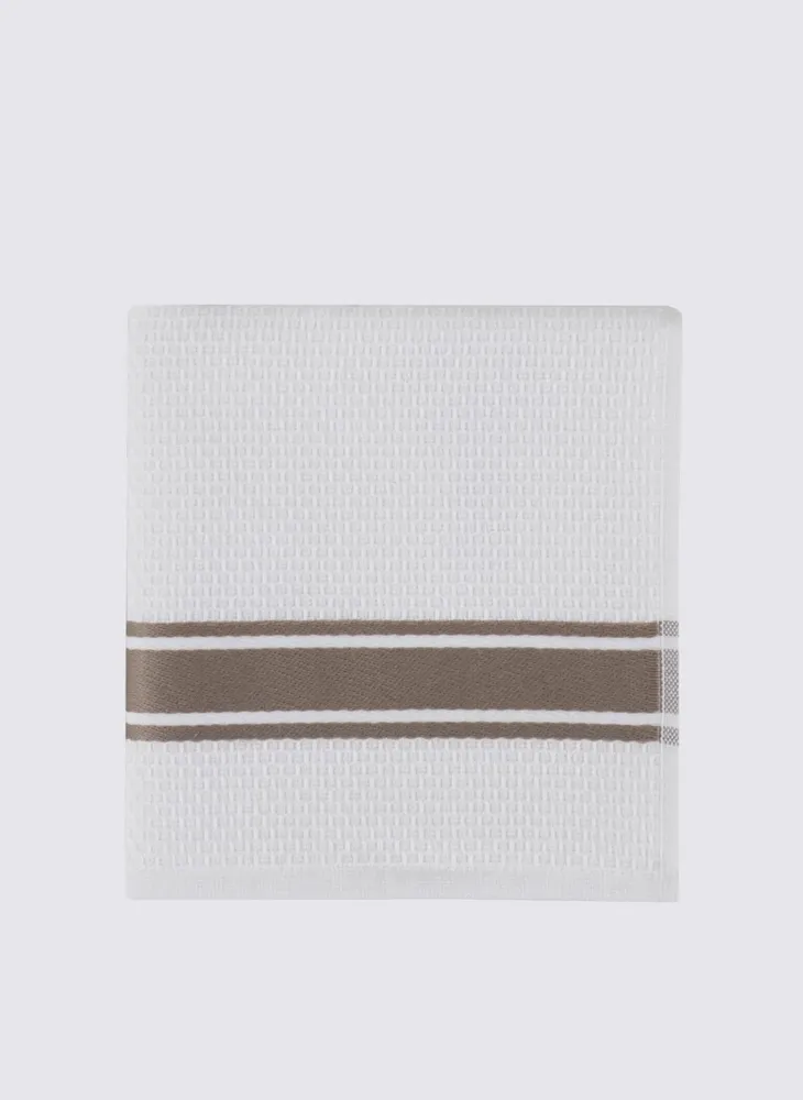 Ecocotton Elvin 2-delige Droogdoek 100% Biologisch Katoen Speciaal Geweven Beige-Crème 40X60 Cm - Afbeelding 4