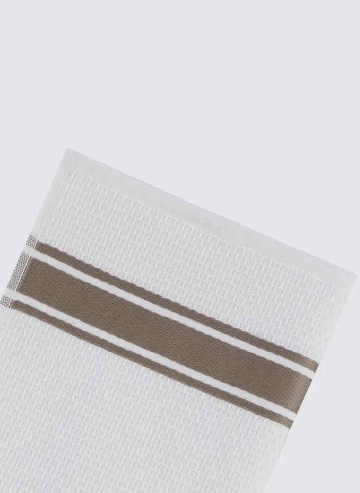 Ecocotton Elvin 2-delige Droogdoek 100% Biologisch Katoen Speciaal Geweven Beige-Crème 40X60 Cm - Afbeelding 5