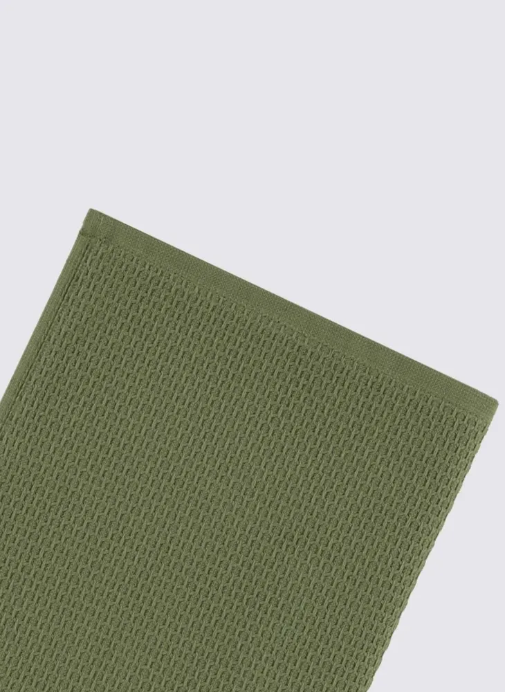 Ecocotton Elvin 2-delige Droogdoek 100% Biologisch Katoen Speciaal Geweven Groen-Crème 40X60 Cm - Afbeelding 3