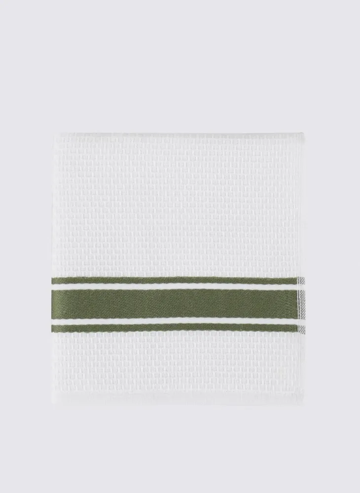 Ecocotton Elvin 2-delige Droogdoek 100% Biologisch Katoen Speciaal Geweven Groen-Crème 40X60 Cm - Afbeelding 4