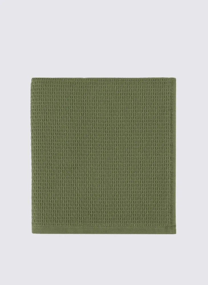 Ecocotton Elvin 2-delige Droogdoek 100% Biologisch Katoen Speciaal Geweven Groen-Crème 40X60 Cm - Afbeelding 2