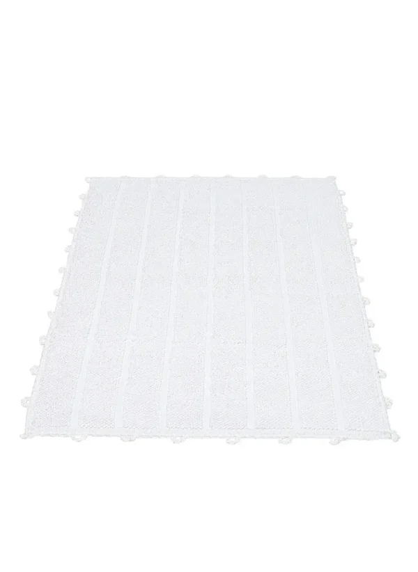 Ecocotton Kamila Badmat 100% Biologisch Katoen Handgeborduurd Crème 50x80 Cm