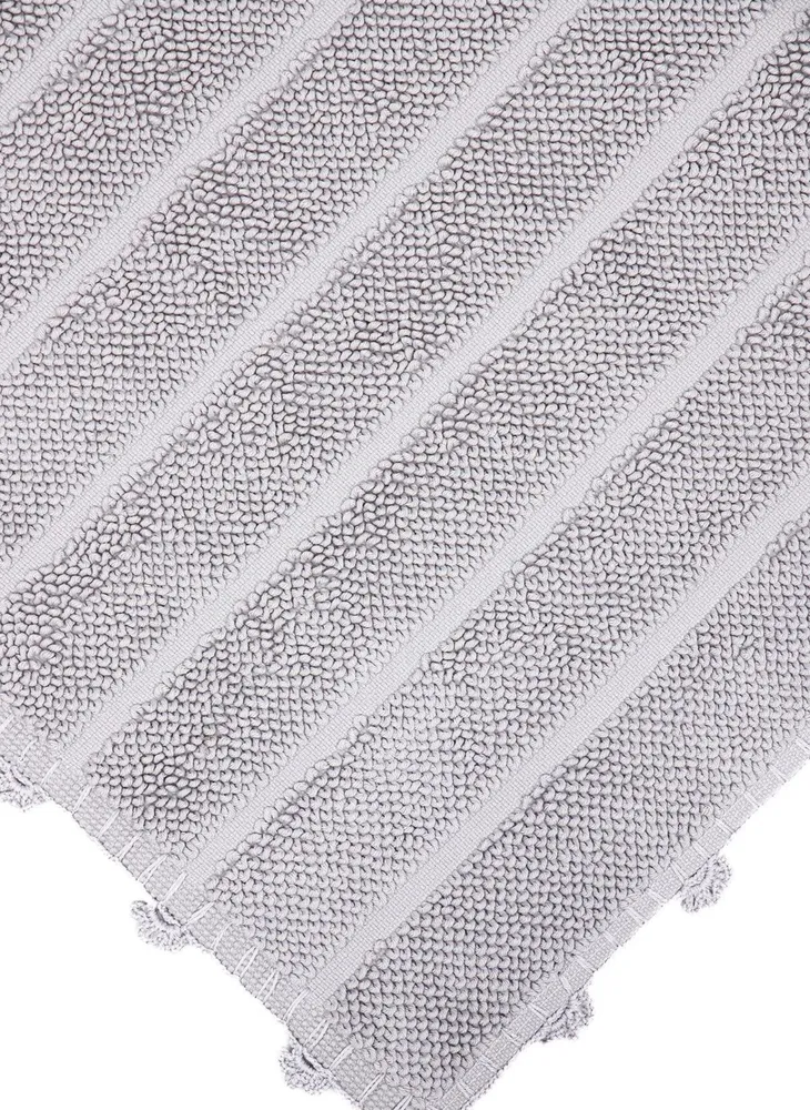 Ecocotton Kamila Badmat 100% Biologisch Katoen Handgeborduurd Grijs 50x80 Cm - Afbeelding 2