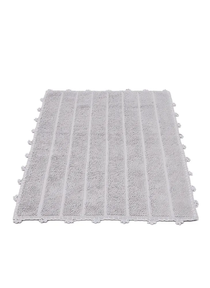 Ecocotton Kamila Badmat 100% Biologisch Katoen Handgeborduurd Grijs 50x80 Cm