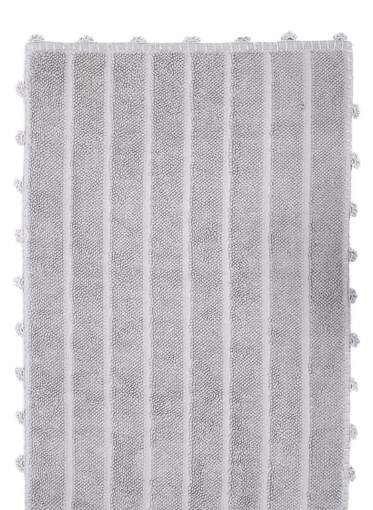 Ecocotton Kamila Badmat 100% Biologisch Katoen Handgeborduurd Grijs 50x80 Cm - Afbeelding 1