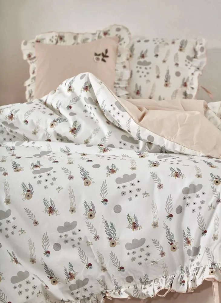 Ecocotton Lora Baby Girl Dekbedovertrek Set 100% Organisch Katoen Handgeborduurd Bedrukt 100x150 Cm - Afbeelding 3