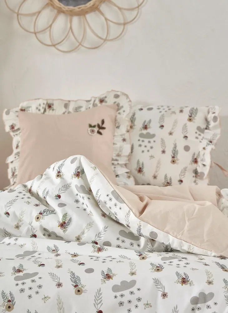 Ecocotton Lora Baby Girl Dekbedovertrek Set 100% Organisch Katoen Handgeborduurd Bedrukt 100x150 Cm - Afbeelding 2