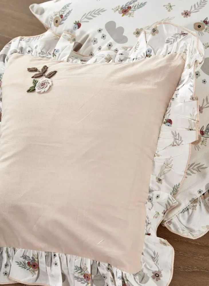 Ecocotton Lora Baby Girl Dekbedovertrek Set 100% Organisch Katoen Handgeborduurd Bedrukt 100x150 Cm - Afbeelding 1