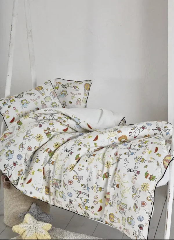 Ecocotton Carnaval Baby Dekbedovertrek Set 100% Organisch Katoen Bedrukt 100x150 Cm