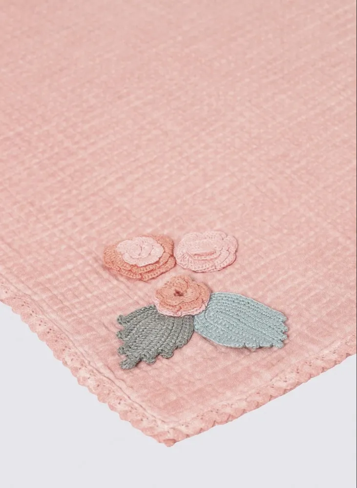 Ecocotton Berin Baby Sprei 100% Organisch Katoen Mousseline Handgeborduurd Poeder 100x100 Cm - Afbeelding 5