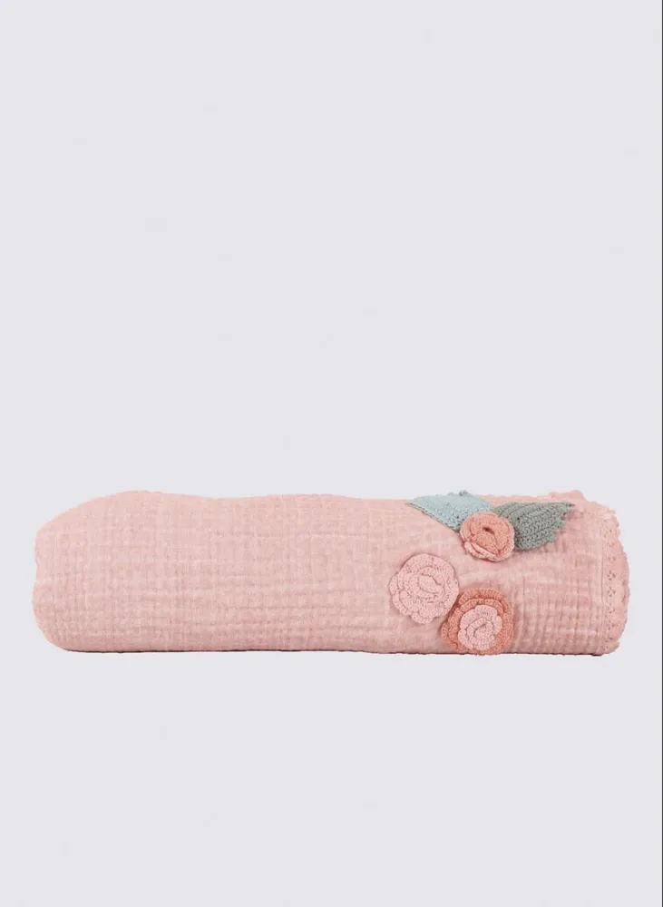 Ecocotton Berin Baby Sprei 100% Organisch Katoen Mousseline Handgeborduurd Poeder 100x100 Cm - Afbeelding 6