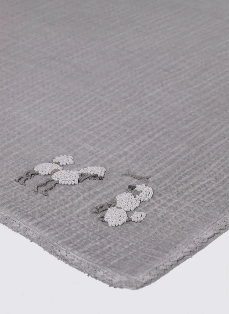 Ecocotton Kayra Baby sprei 100% organisch katoen Mousseline Handgeborduurd Grijs 100x100 Cm - Afbeelding 7