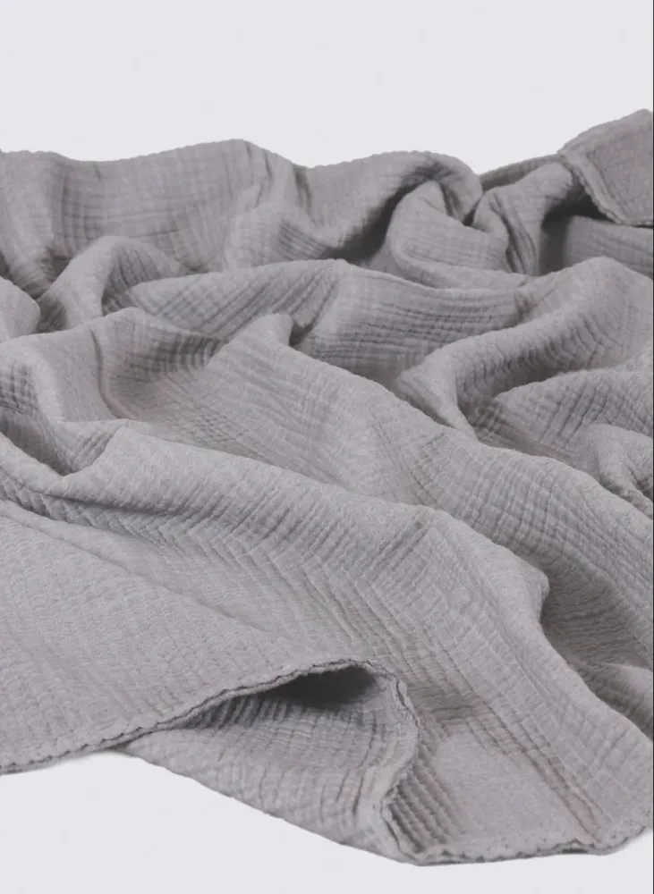 Ecocotton Kayra Baby sprei 100% organisch katoen Mousseline Handgeborduurd Grijs 120x170 Cm - Afbeelding 3