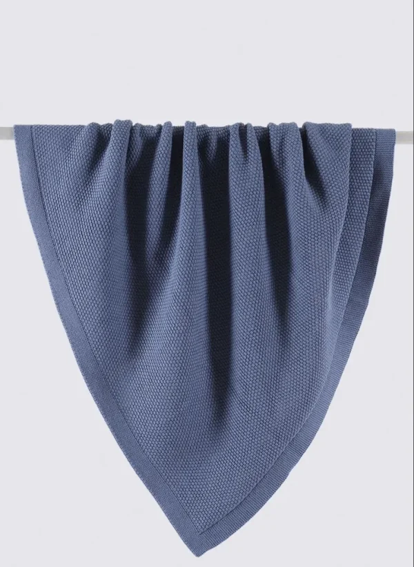 Ecocotton Baby Smile Babydeken 100% Biologisch Gebreid Katoen Blauw 80x90 Cm