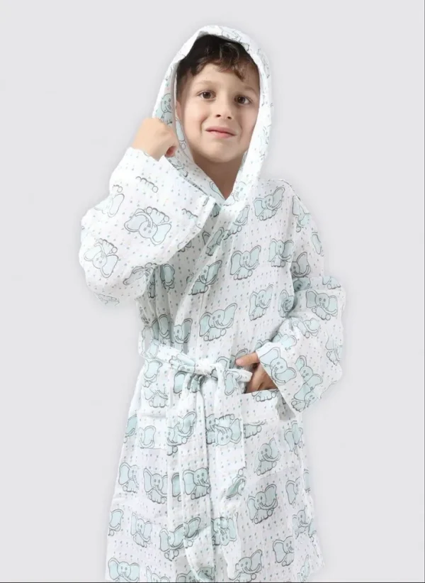 Ecocotton Borneo Kinderbadjas 100% Biologisch Katoen Mousseline Mint