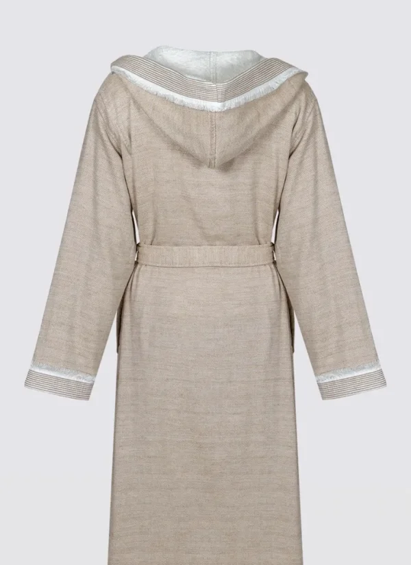 Ecocotton Hasna dames Badjas 100% Organisch Katoen Linnen Melange Terra