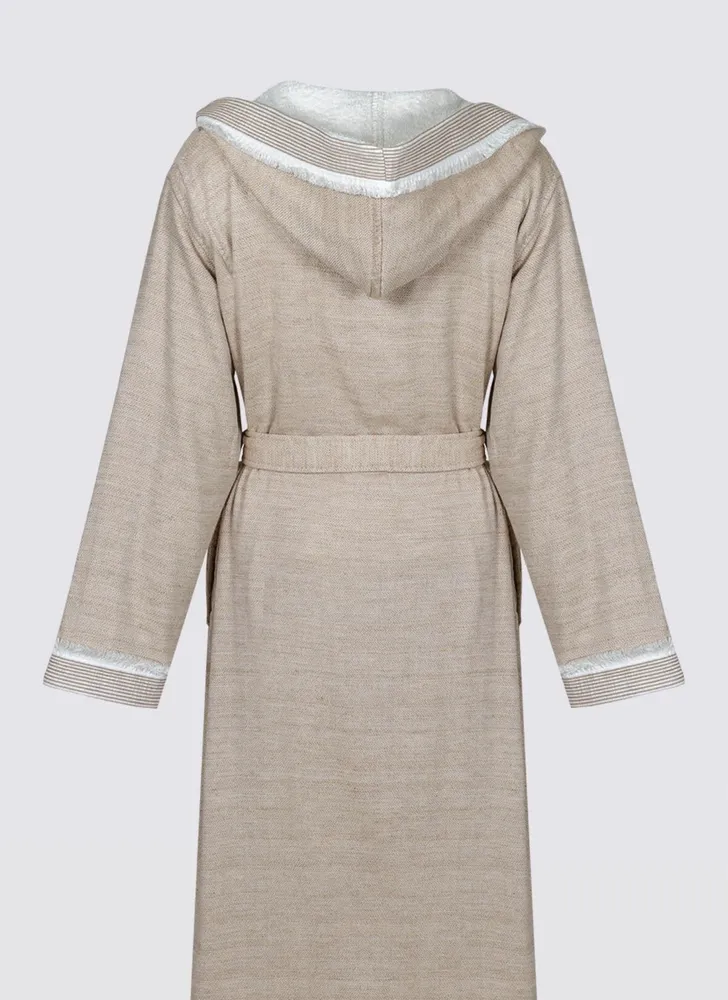 Ecocotton Hasna dames Badjas 100% Organisch Katoen Linnen Melange Terra - Afbeelding 1
