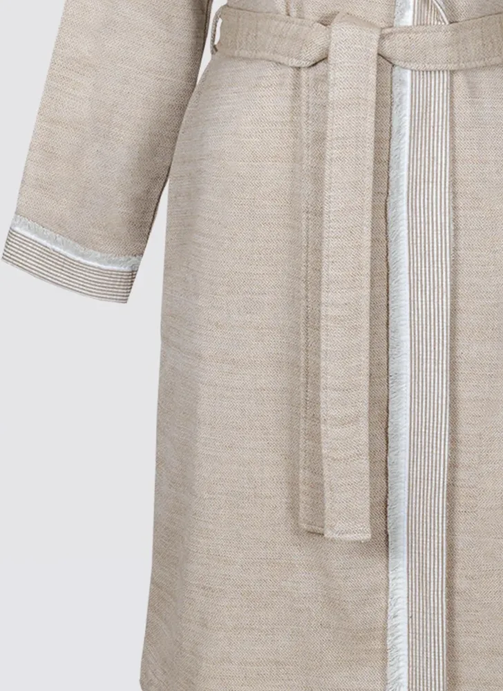 Ecocotton Hasna dames Badjas 100% Organisch Katoen Linnen Melange Terra - Afbeelding 3