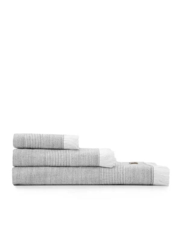 Ecocotton Hasna 3-delige Handdoekset 100% Organisch Katoen Linnen Melange Antraciet