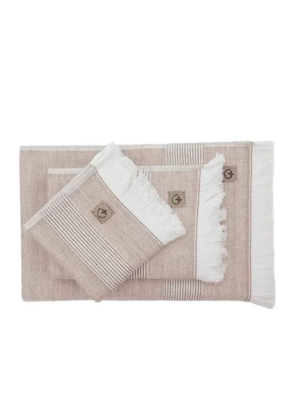 Ecocotton Hasna 3-delige Handdoekset 100% Organisch Katoen Linnen Melange Terra