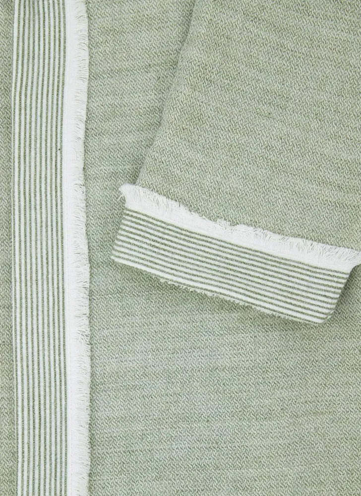 Ecocotton Hasna Heren Badjas 100% Organisch Katoen Linnen Melange kaki - Afbeelding 4