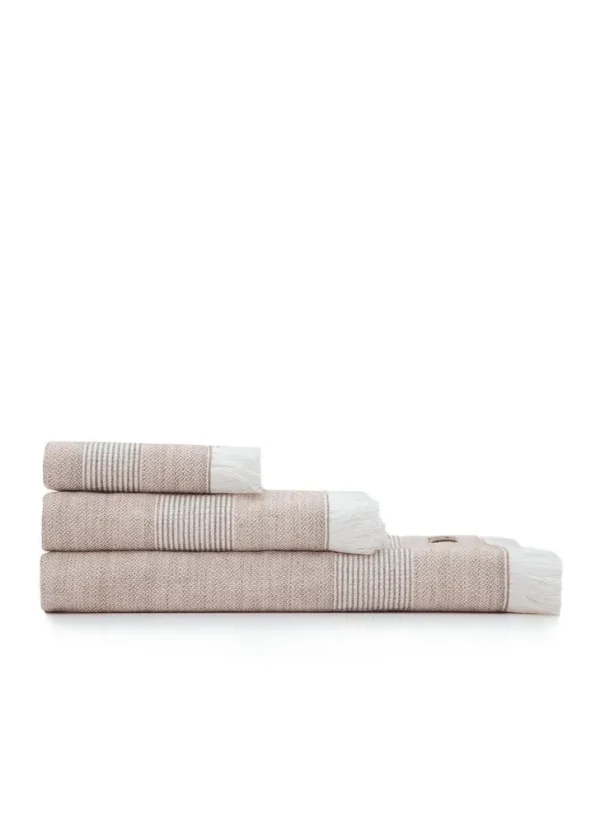 Ecocotton Hasna 3-delige Handdoekset 100% Organisch Katoen Linnen Melange Terra