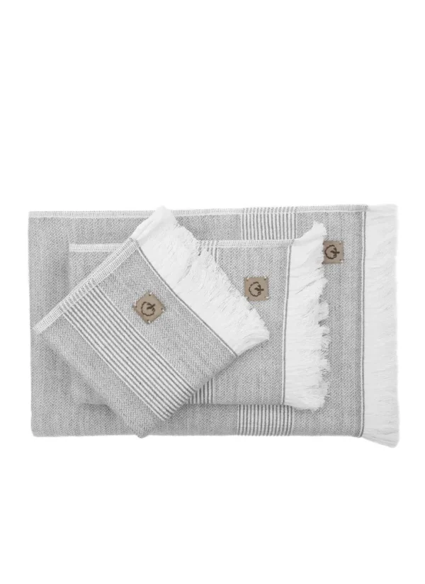 Ecocotton Hasna 3-delige Handdoekset 100% Organisch Katoen Linnen Melange Antraciet