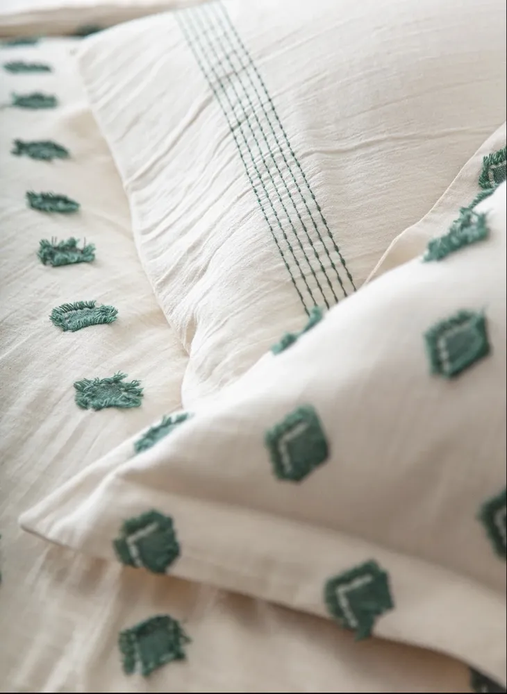Ecocotton Imre tweepersoons Dekbedovertrek Set 100% biologisch katoen Mousseline Groen 200x220 Cm - Afbeelding 2