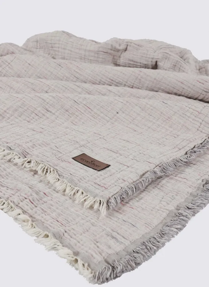 Ecocotton Muna éénpersoons sprei 100% organisch katoen Inject Grey-Purple 160x240 Cm - Afbeelding 4