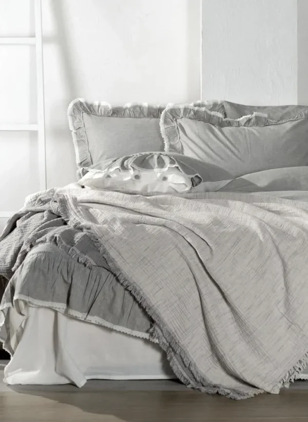 Ecocotton Muna éénpersoons sprei 100% organisch katoen Inject Grey-Purple 160x240 Cm