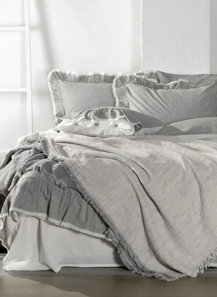 Ecocotton Muna éénpersoons sprei 100% organisch katoen Inject Grey-Purple 160x240 Cm