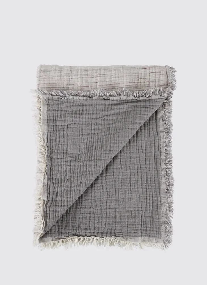 Ecocotton Muna éénpersoons sprei 100% organisch katoen Inject Grey-Purple 160x240 Cm - Afbeelding 2