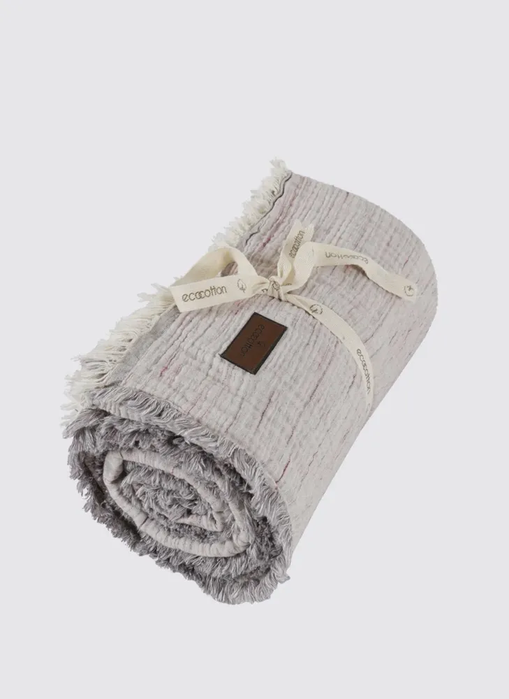 Ecocotton Muna éénpersoons sprei 100% organisch katoen Inject Grey-Purple 160x240 Cm - Afbeelding 3