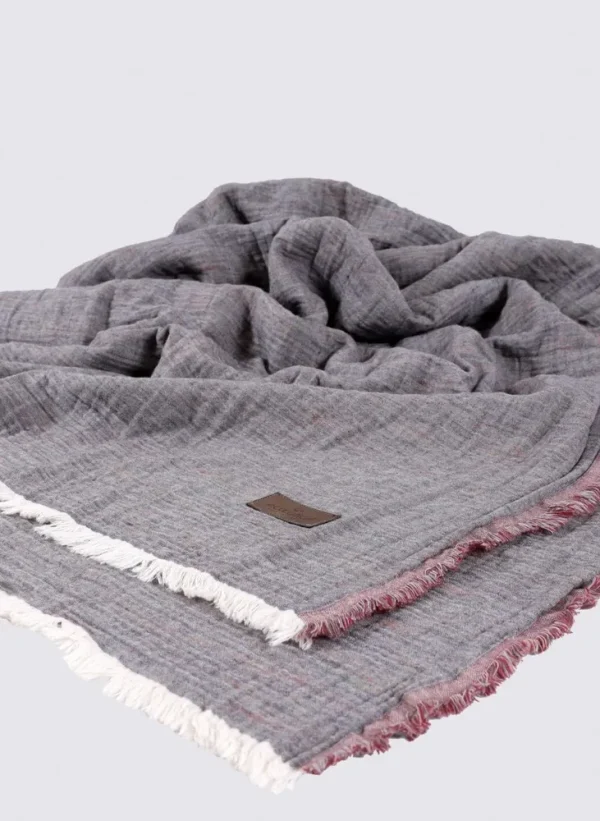 Ecocotton Muna Tweepersoons sprei 100% Organisch Katoen Inject Bordeaux-Anthracite 230x250 Cm