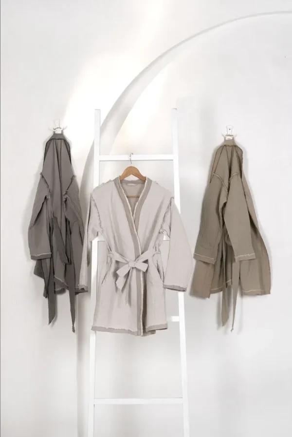 Ecocotton Melsa Dames ochtendkleed 100% biologisch katoen Mousseline Beige