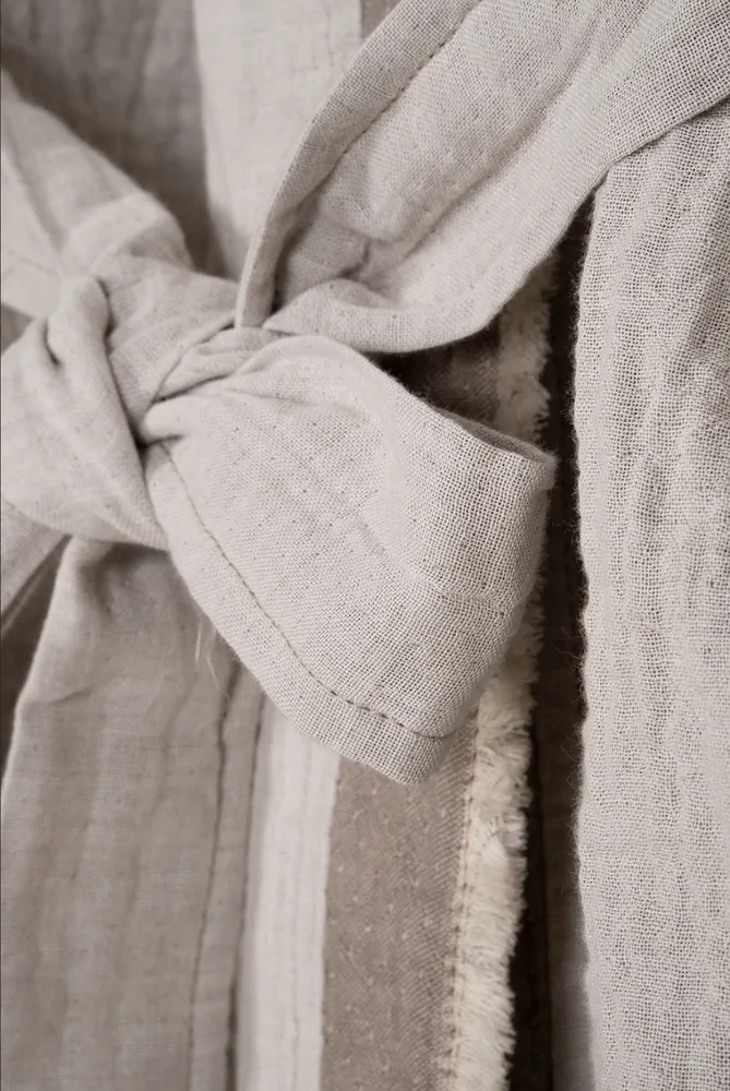 Ecocotton Melsa Dames ochtendkleed 100% biologisch katoen Mousseline Beige - Afbeelding 1