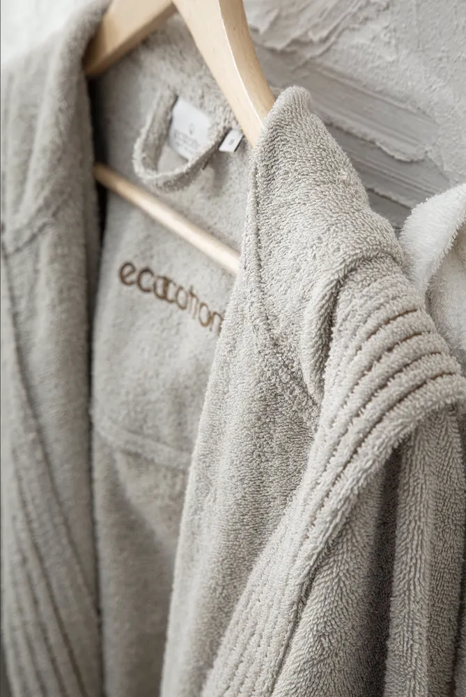 Ecocotton Ecosoft Dames Badjas 100% Biologisch Katoen Dobby terra - Afbeelding 6