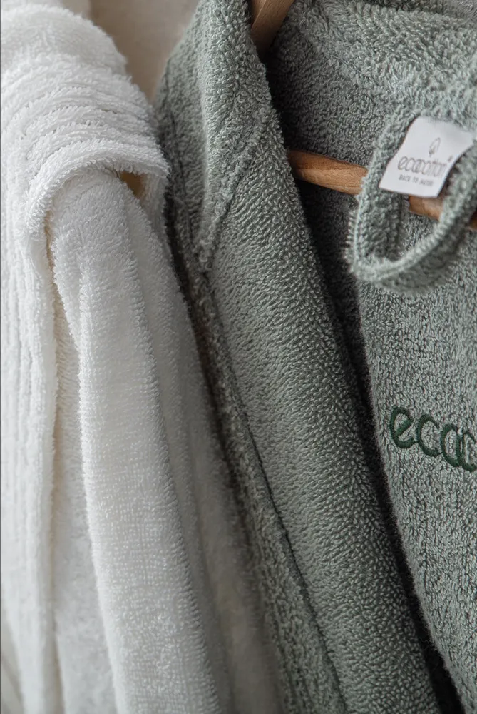 Ecocotton Ecosoft Dames Badjas 100% Biologisch Katoen Dobby terra - Afbeelding 2