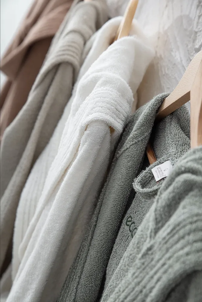 Ecocotton Ecosoft Dames Badjas 100% Biologisch Katoen Dobby terra - Afbeelding 4