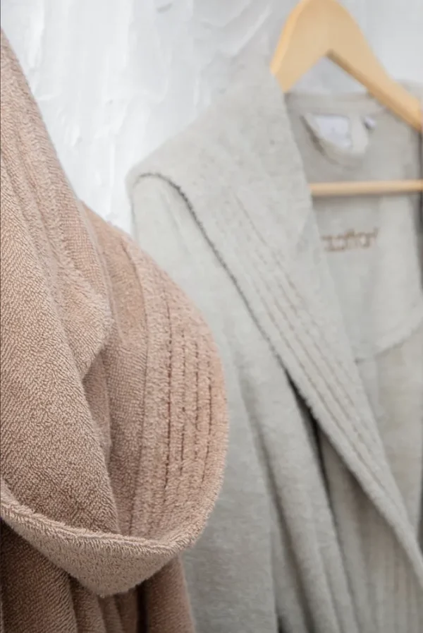 Ecocotton Ecosoft Dames Badjas 100% Biologisch Katoen Dobby terra