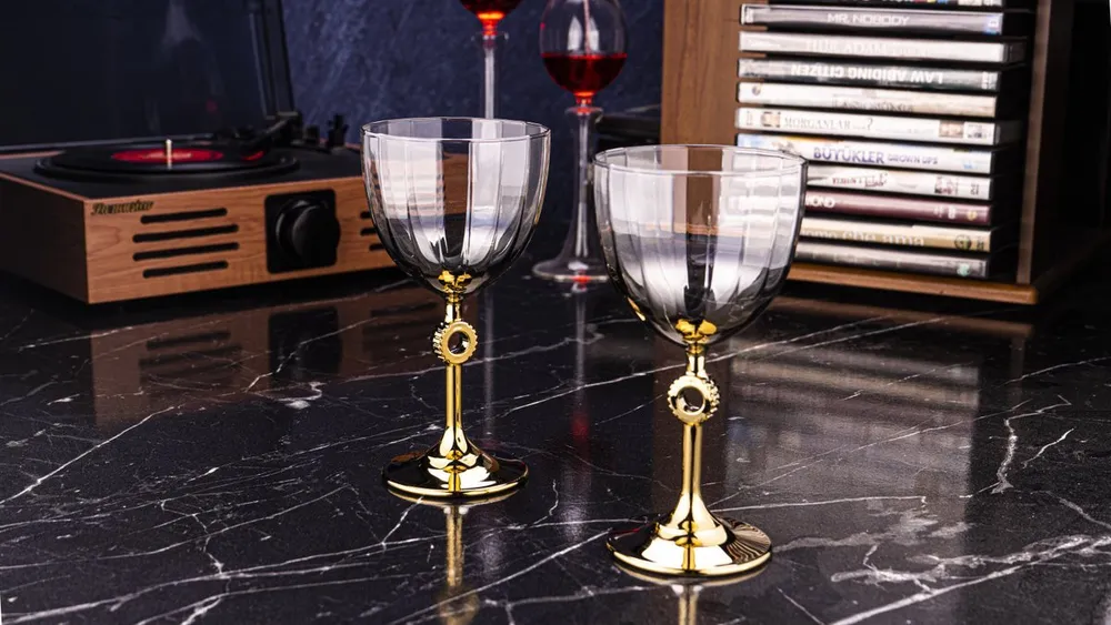 Bambum Vibe 6 stuks Glazen beker Set Gold 280 ml - Afbeelding 1