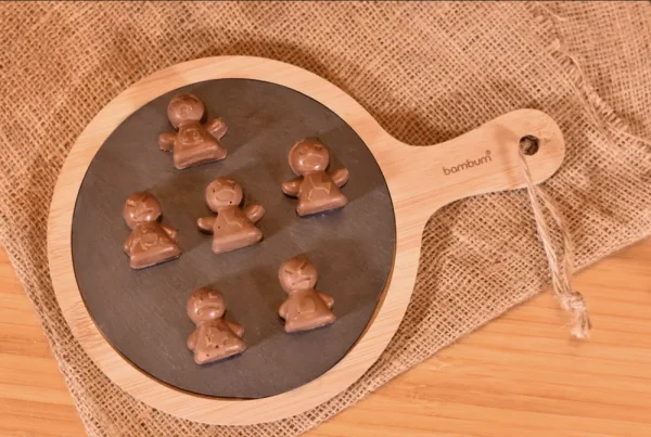 Bambum Lita stenen dienblad met bamboe voet