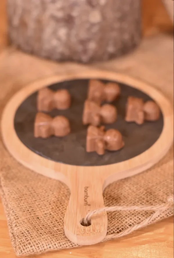 Bambum Lita stenen dienblad met bamboe voet