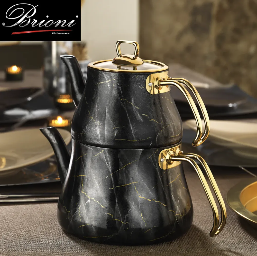 Brioni Marble Theepot Set Zwart - Afbeelding 1