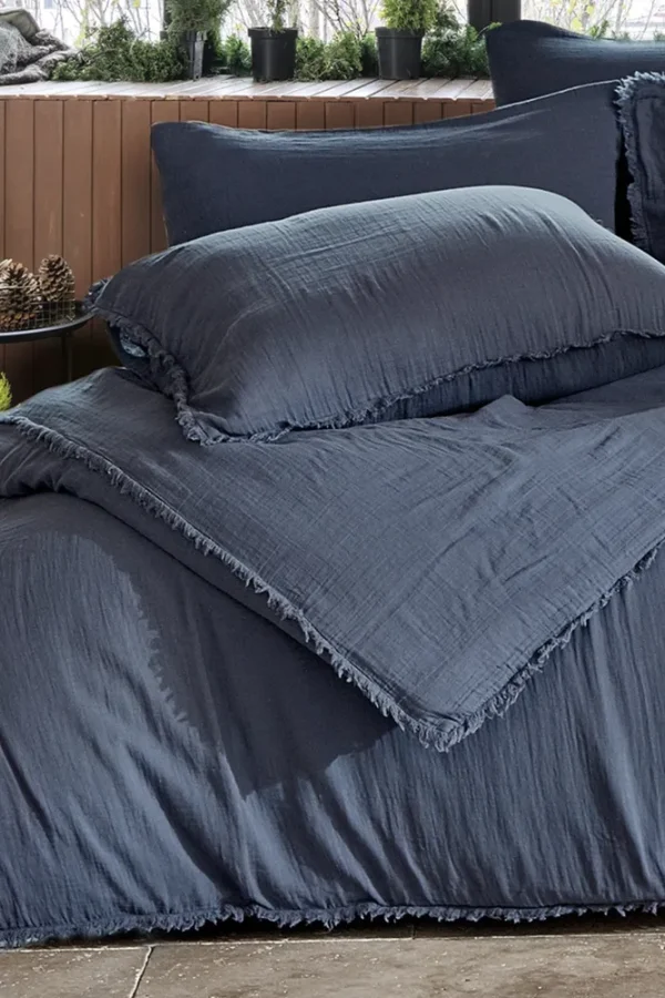Dantela Shine tweepersoons mousseline Dekbedovertrek Set (King Size) Indigo
