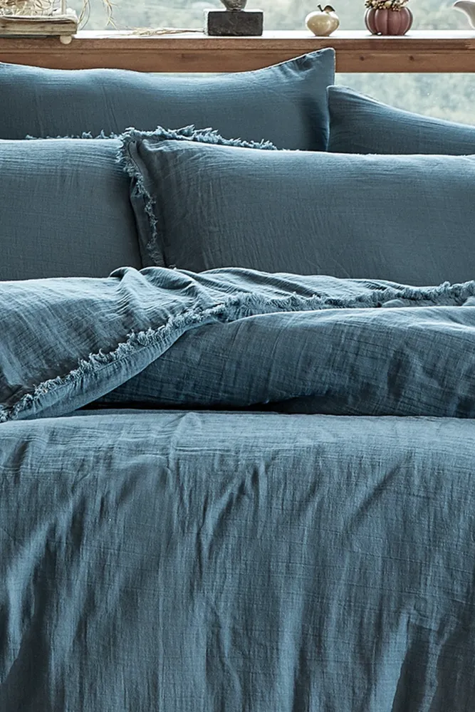 Dantela Shine tweepersoons mousseline Dekbedovertrek Set (King Size) Petrol blauw - Afbeelding 3